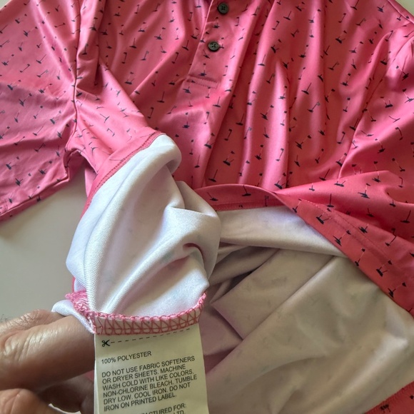 Jack Nicklaus Hot Pink Pins AOP Performance Stretch Golf Polo Mens LARGE - Picture 7 of 7